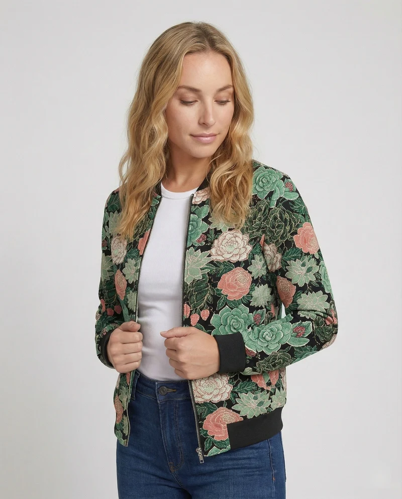 Bedruckte Zip Jacke