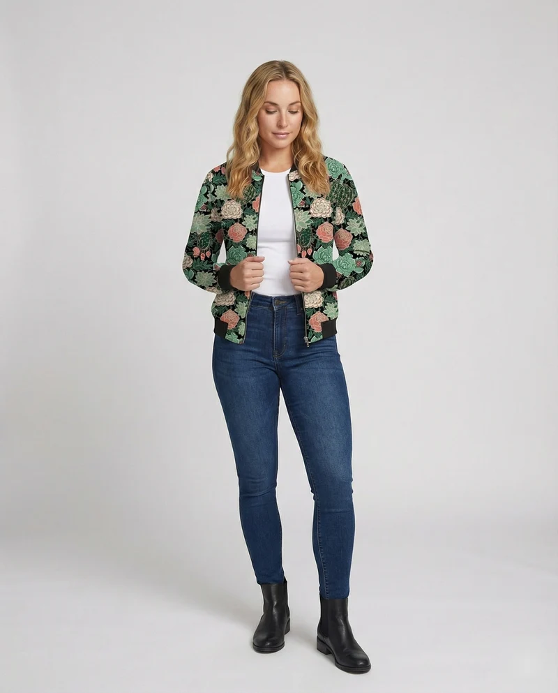 Bedruckte Zip Jacke