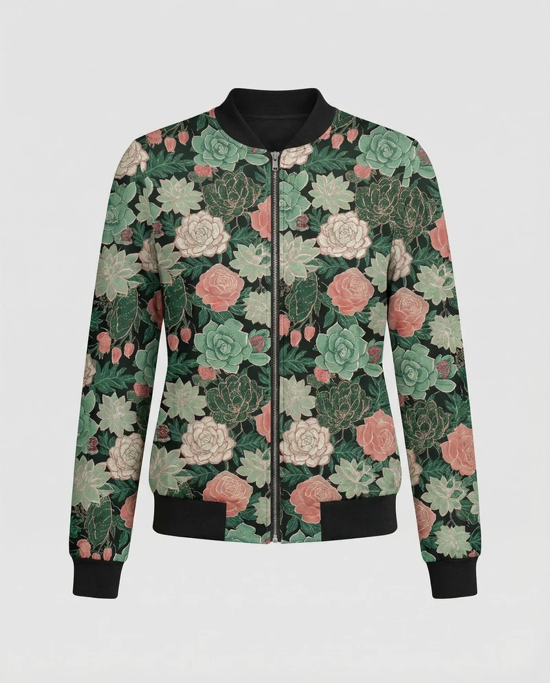 Bedruckte Zip Jacke