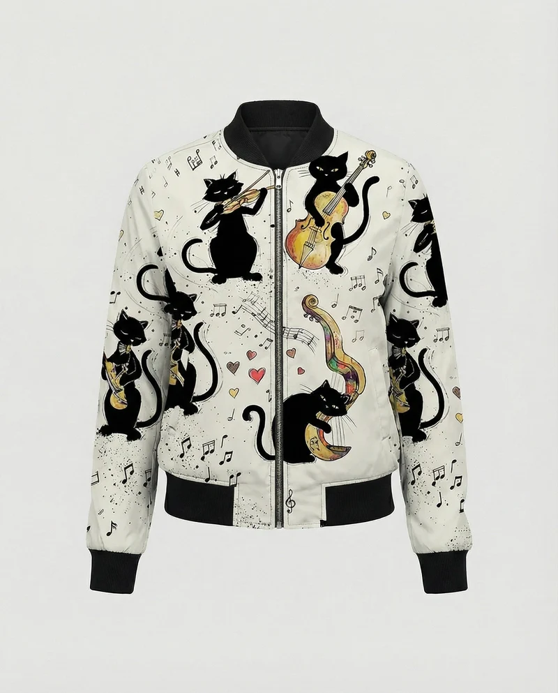 Bedruckte Zip Jacke