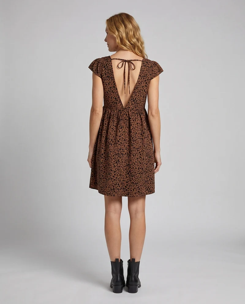 Damen Feminine Kurze Flügelärmel MischgewNord Taschene Mini-Swingkleid