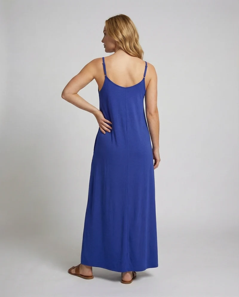 Damen Maxikleid Gedrehte Träger Taschen