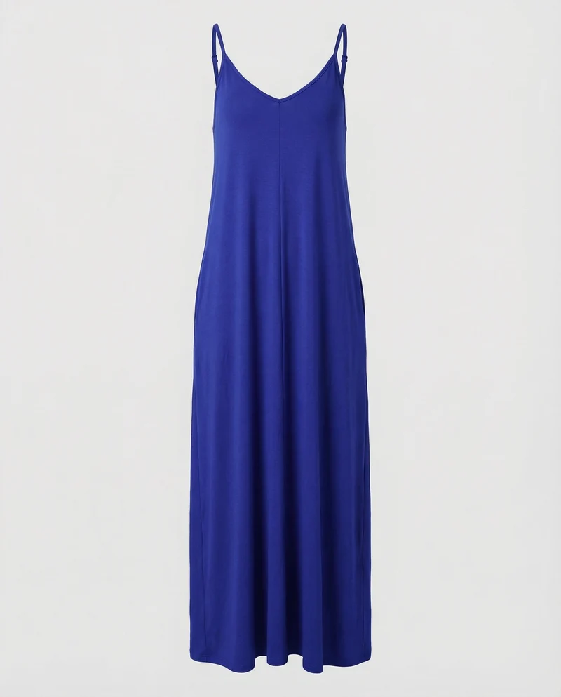 Damen Maxikleid Gedrehte Träger Taschen