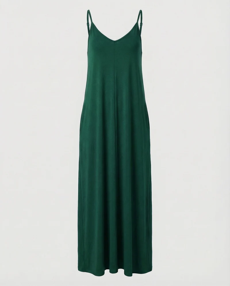 Damen Maxikleid Gedrehte Träger Taschen