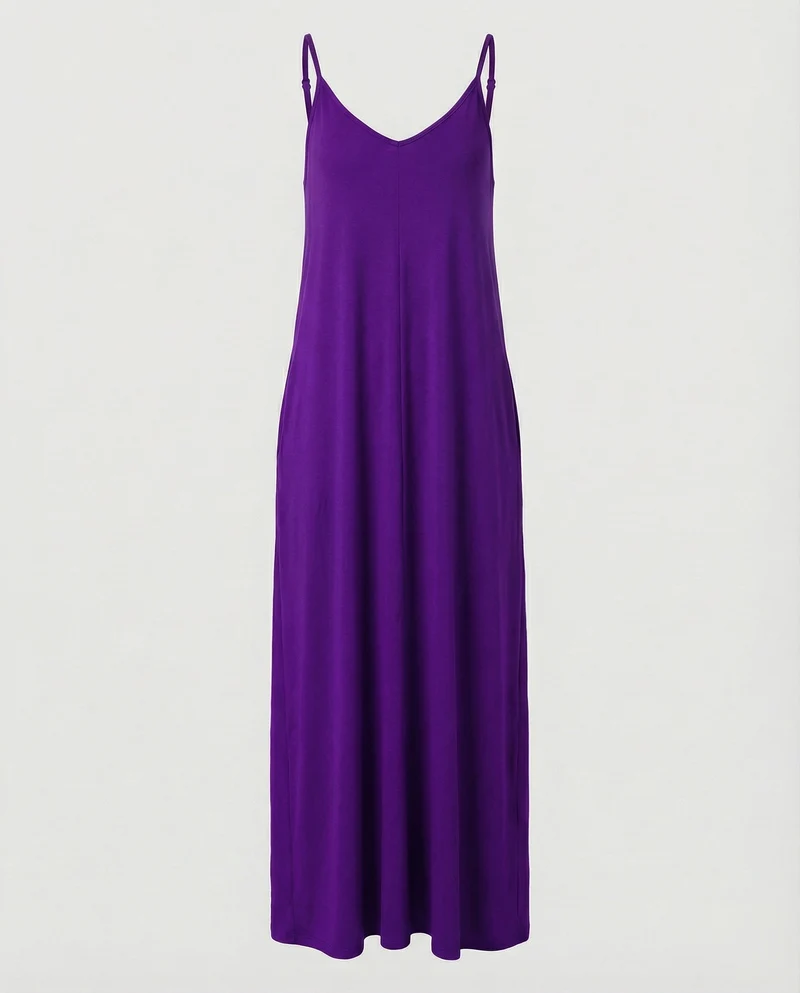 Damen Maxikleid Gedrehte Träger Taschen
