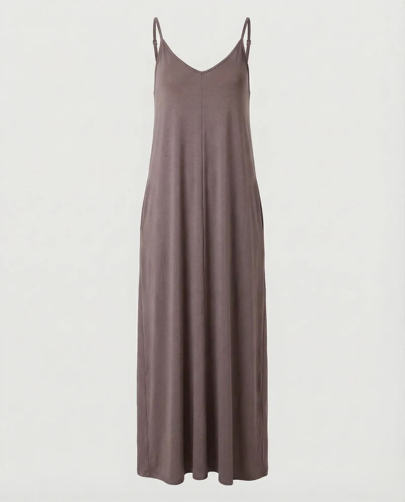 Damen Maxikleid Gedrehte Träger Taschen