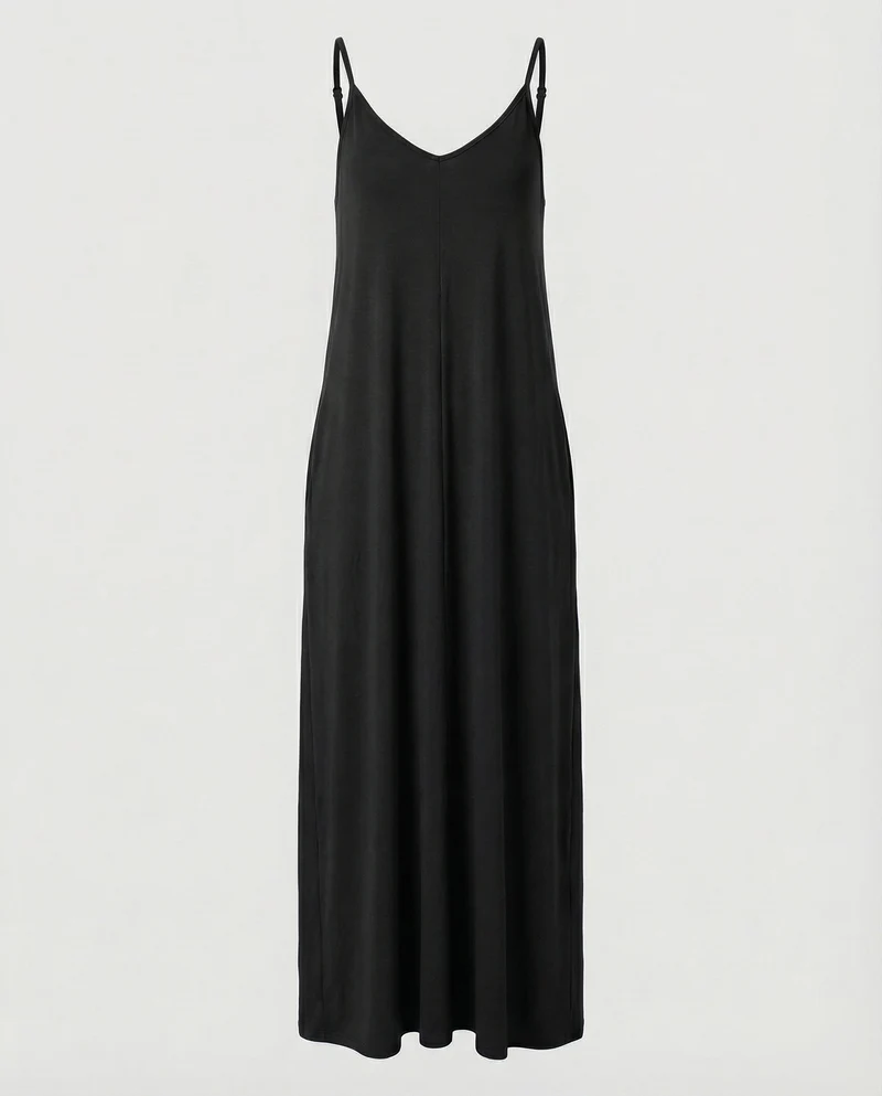 Damen Maxikleid Gedrehte Träger Taschen