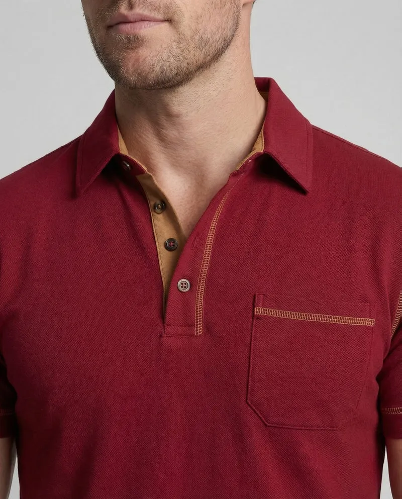Herren Poloshirt mit Brusttasche & Kontrastnähten