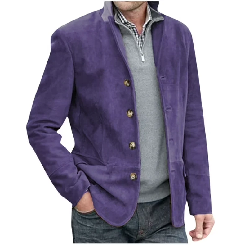Herren Wildleder Blazer Jacke, Blau & Braun, Elegant & Vielseitig