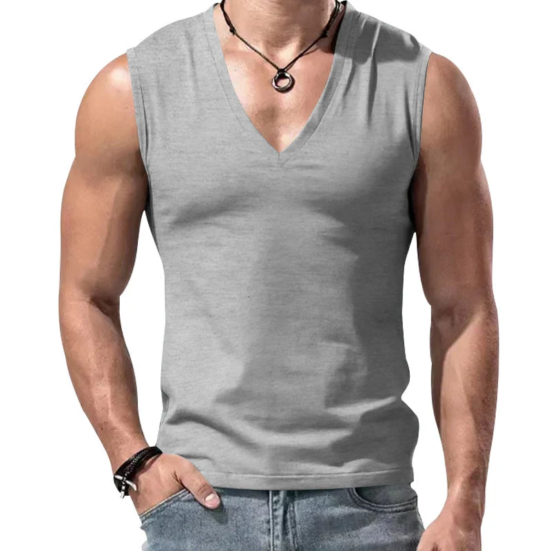 Herren nan figurbetontes ärmelloses V-Ausschnitt Muskelshirt