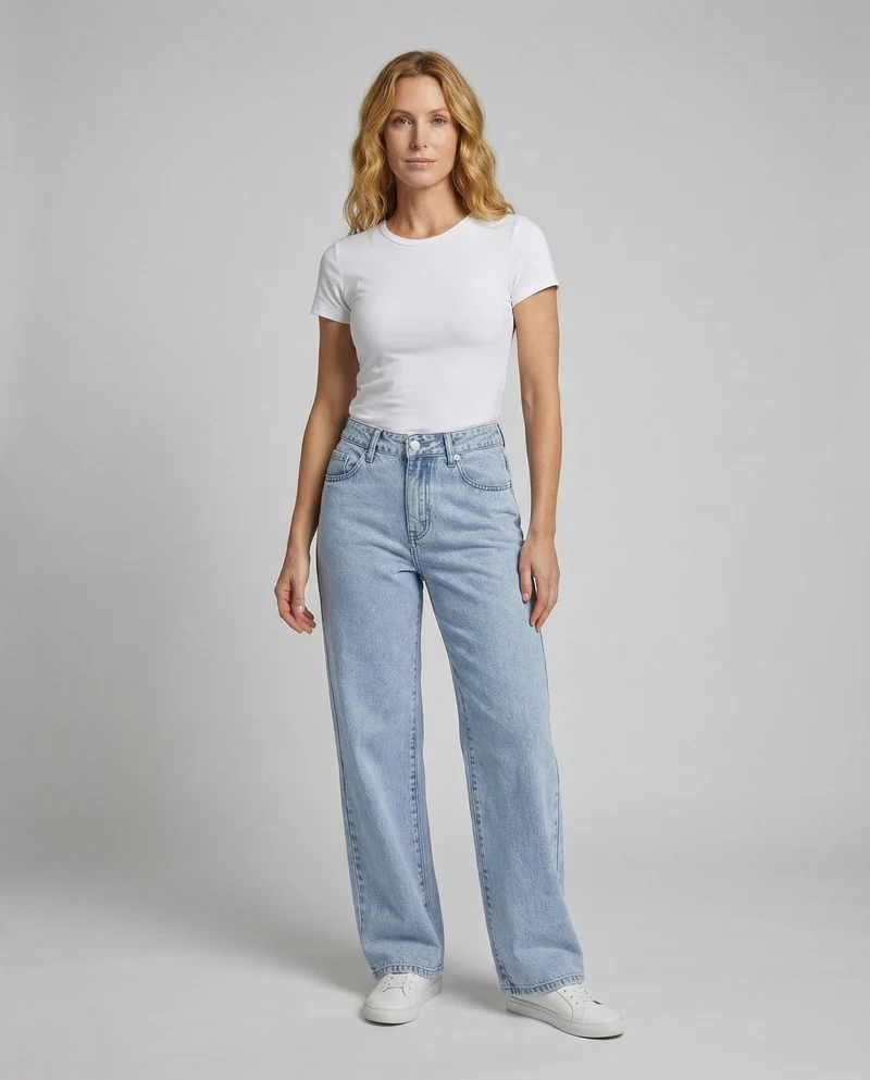 Damen Lockere Extra weites Bein Denim Denim-Palazzohose