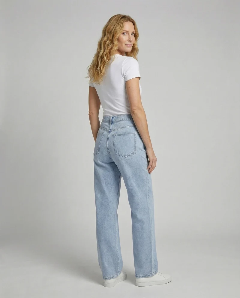 Damen Lockere Extra weites Bein Denim Denim-Palazzohose