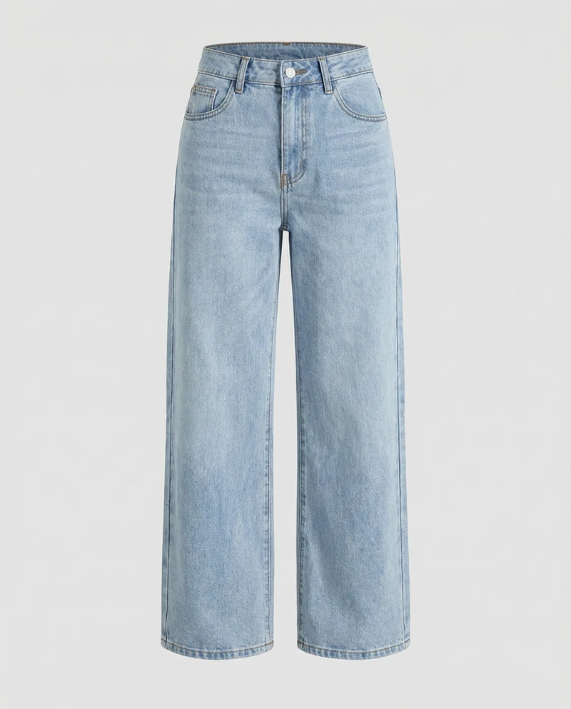 Damen Lockere Extra weites Bein Denim Denim-Palazzohose