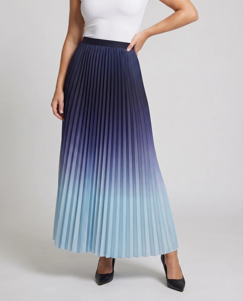 Damen Elegante Akkordeonplissee Plissee Maxi-Faltenrock