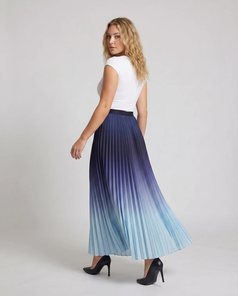Damen Elegante Akkordeonplissee Plissee Maxi-Faltenrock