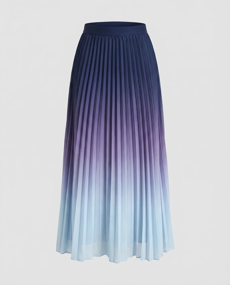Damen Elegante Akkordeonplissee Plissee Maxi-Faltenrock