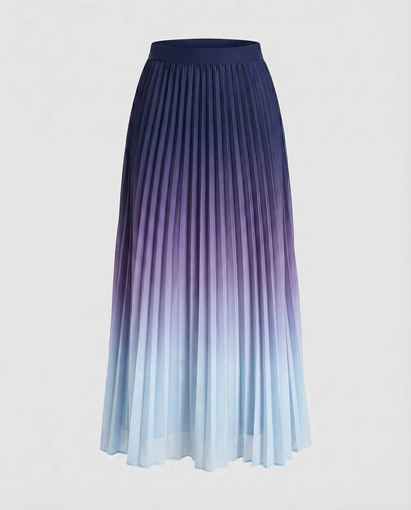 Damen Elegante Akkordeonplissee Plissee Maxi-Faltenrock