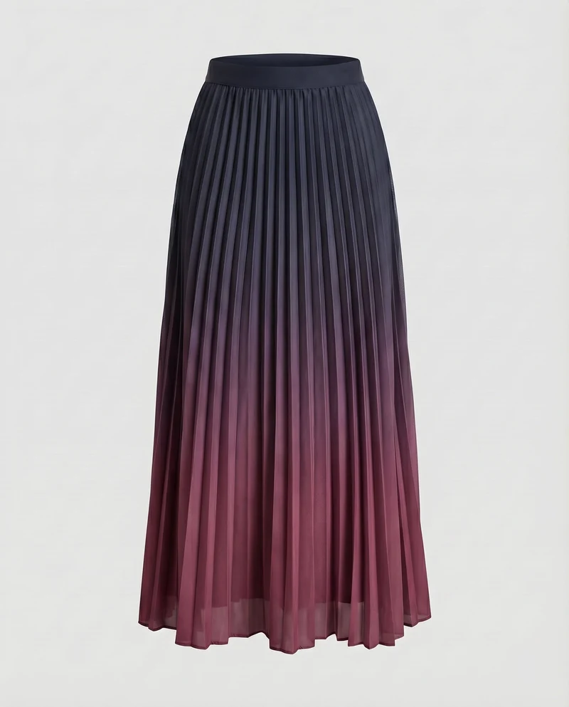 Damen Elegante Akkordeonplissee Plissee Maxi-Faltenrock