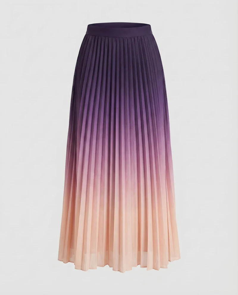 Damen Elegante Akkordeonplissee Plissee Maxi-Faltenrock