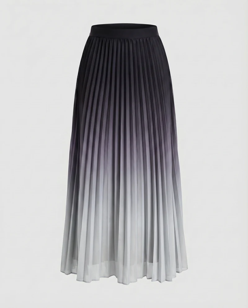 Damen Elegante Akkordeonplissee Plissee Maxi-Faltenrock