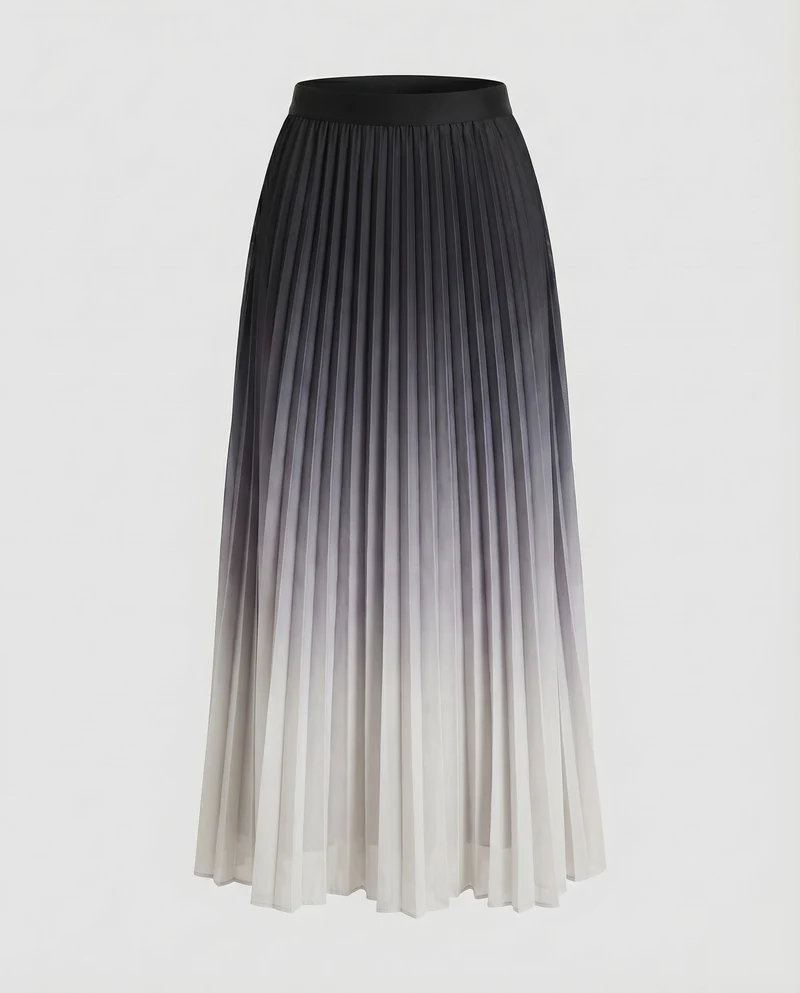 Damen Elegante Akkordeonplissee Plissee Maxi-Faltenrock