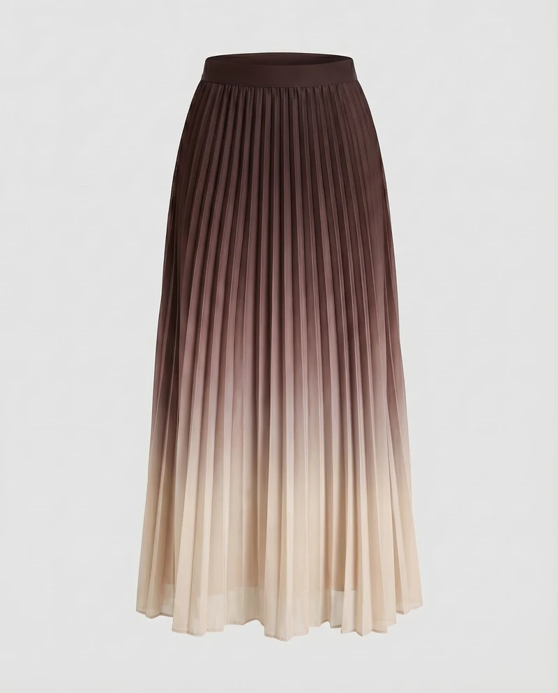 Damen Elegante Akkordeonplissee Plissee Maxi-Faltenrock