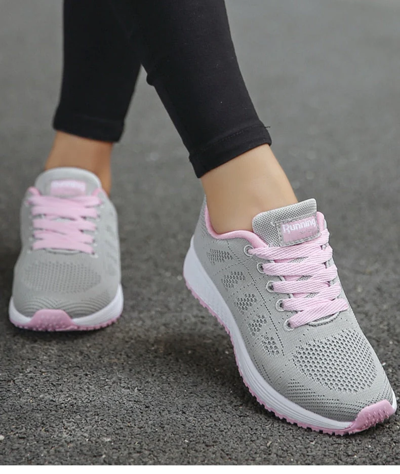 Damen Komfort-Sneaker mit Mesh-Obermaterial und Schnürung