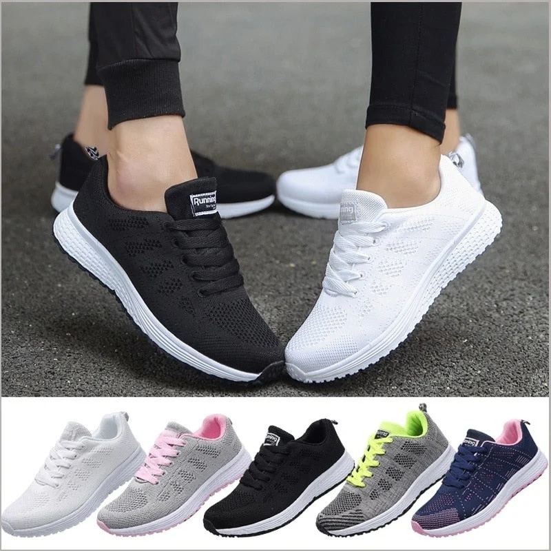 Damen Komfort-Sneaker mit Mesh-Obermaterial und Schnürung