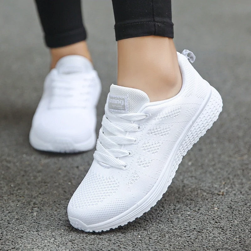 Damen Komfort-Sneaker mit Mesh-Obermaterial und Schnürung
