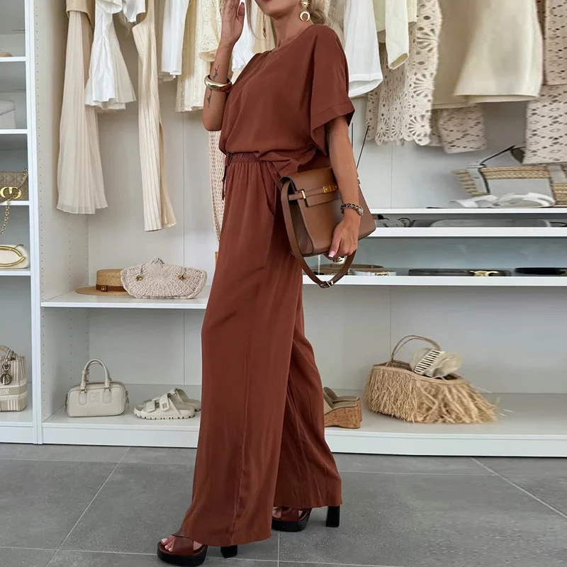 Damen Lässiger Jumpsuit mit weitem Bein und Taillenzug