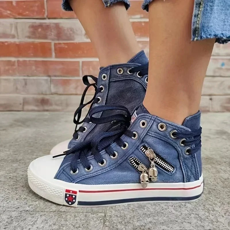 Damen Denim Hi-Top Sneakers
