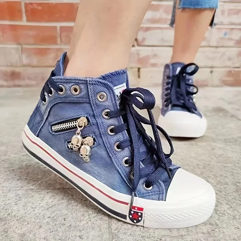 Damen Denim Hi-Top Sneakers