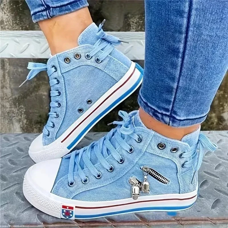 Damen Denim Hi-Top Sneakers