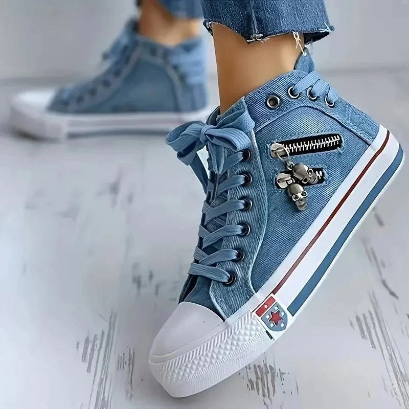 Damen Denim Hi-Top Sneakers