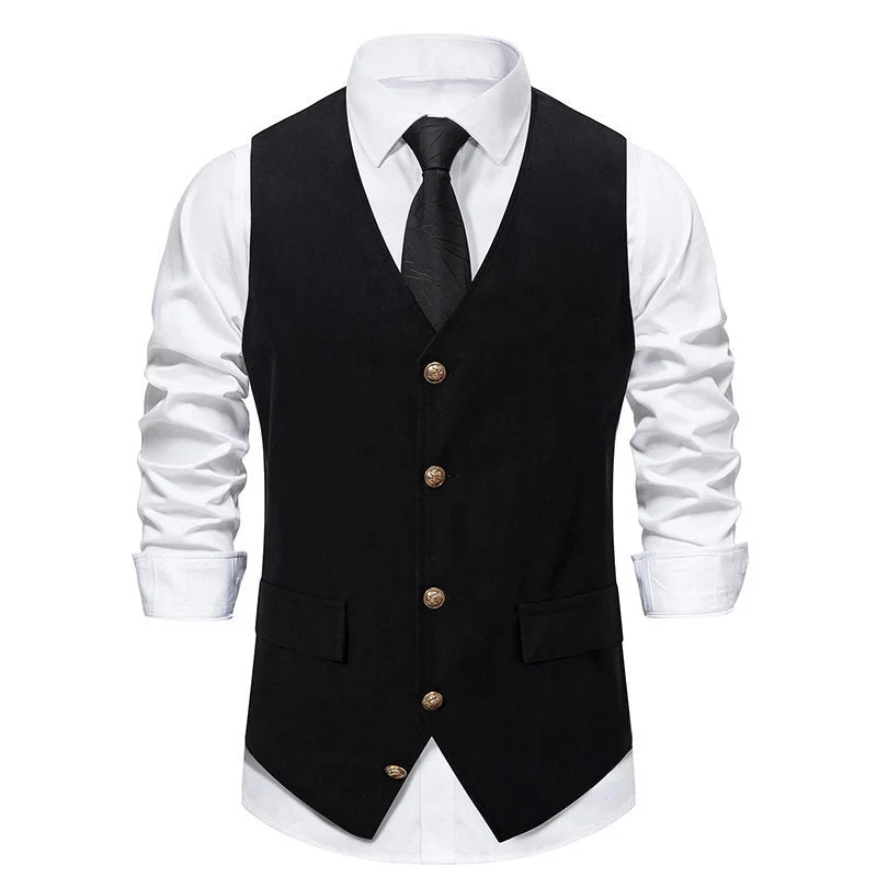 Herren elegante Anzugweste mit feinen Details und praktischen Taschen