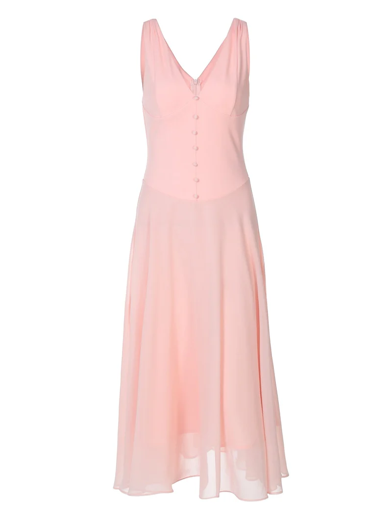 Damen Fließendes Midikleid mit dezentem Knopfdesign