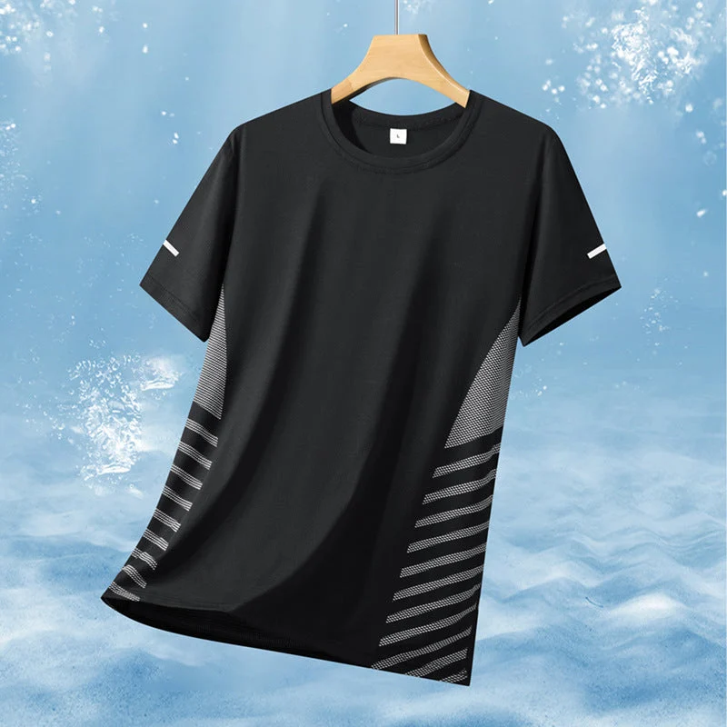 Herren nan atmungsaktives Sportshirt mit Netz-Einsätzen, feuchtigkeitsableitender Funktionsstoff und reflektierenden Streifen