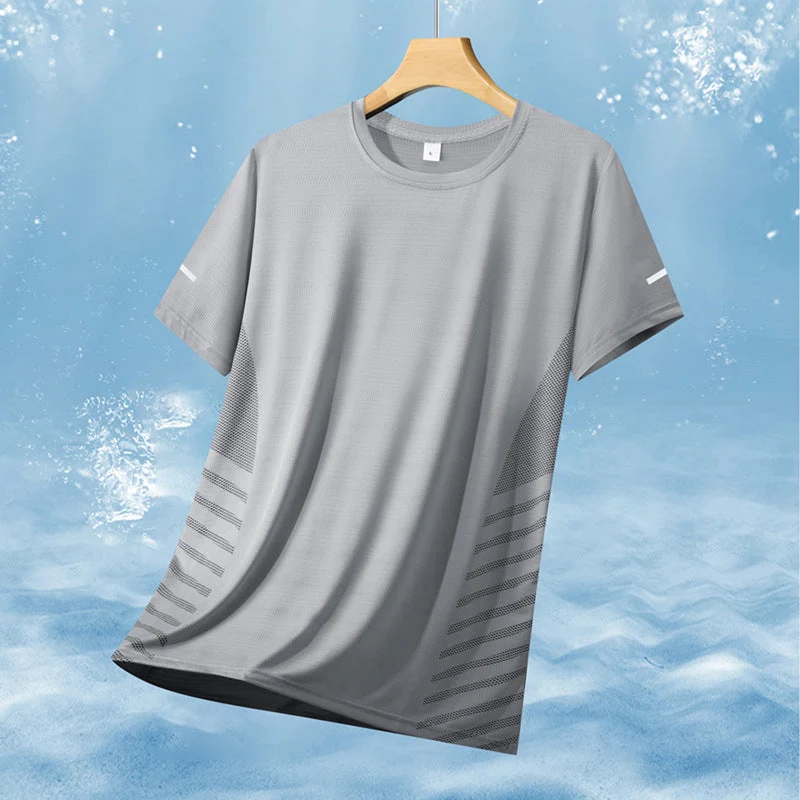 Herren nan atmungsaktives Sportshirt mit Netz-Einsätzen, feuchtigkeitsableitender Funktionsstoff und reflektierenden Streifen