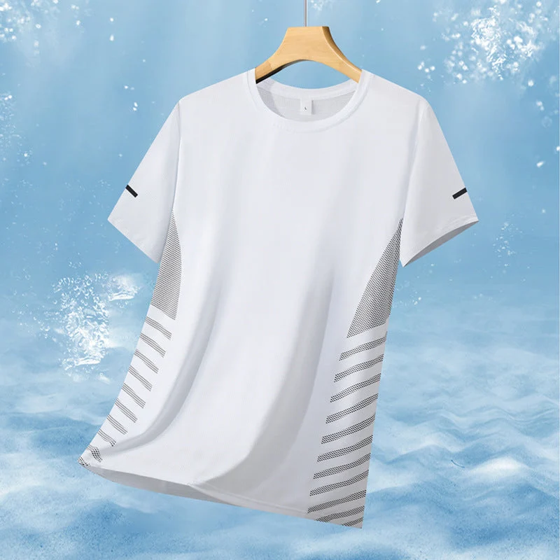 Herren nan atmungsaktives Sportshirt mit Netz-Einsätzen, feuchtigkeitsableitender Funktionsstoff und reflektierenden Streifen