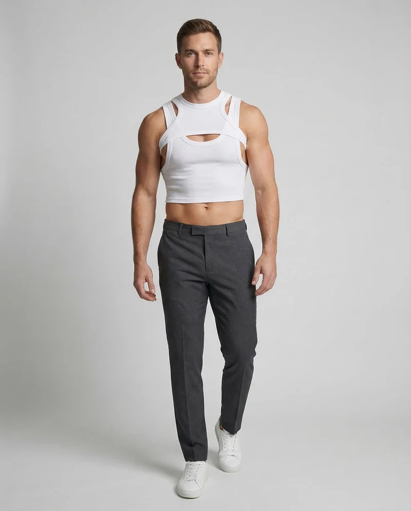 Herren Crop Top Ripp