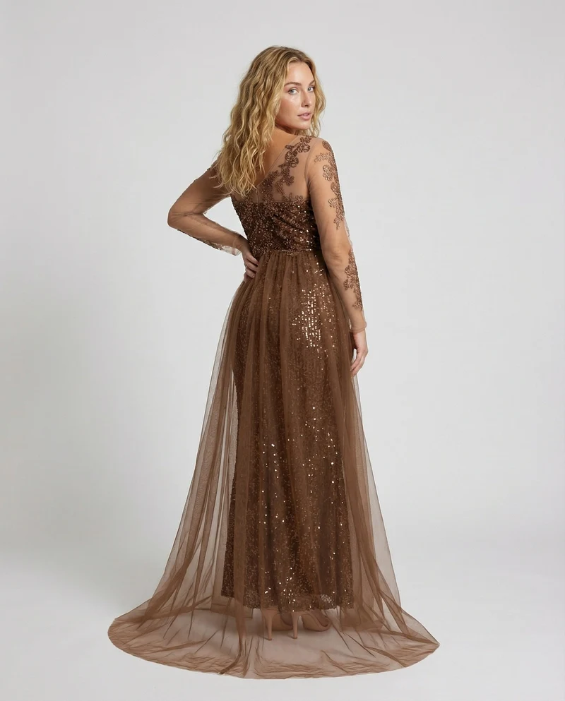 Damen Elegante Spitzenapplikation Meerjungfrauen-Abendkleid - Arvani