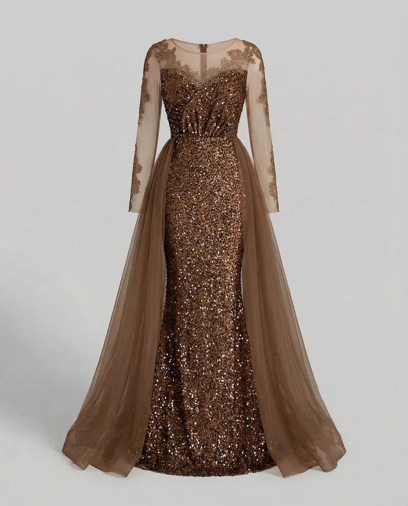 Damen Elegante Spitzenapplikation Meerjungfrauen-Abendkleid - Arvani