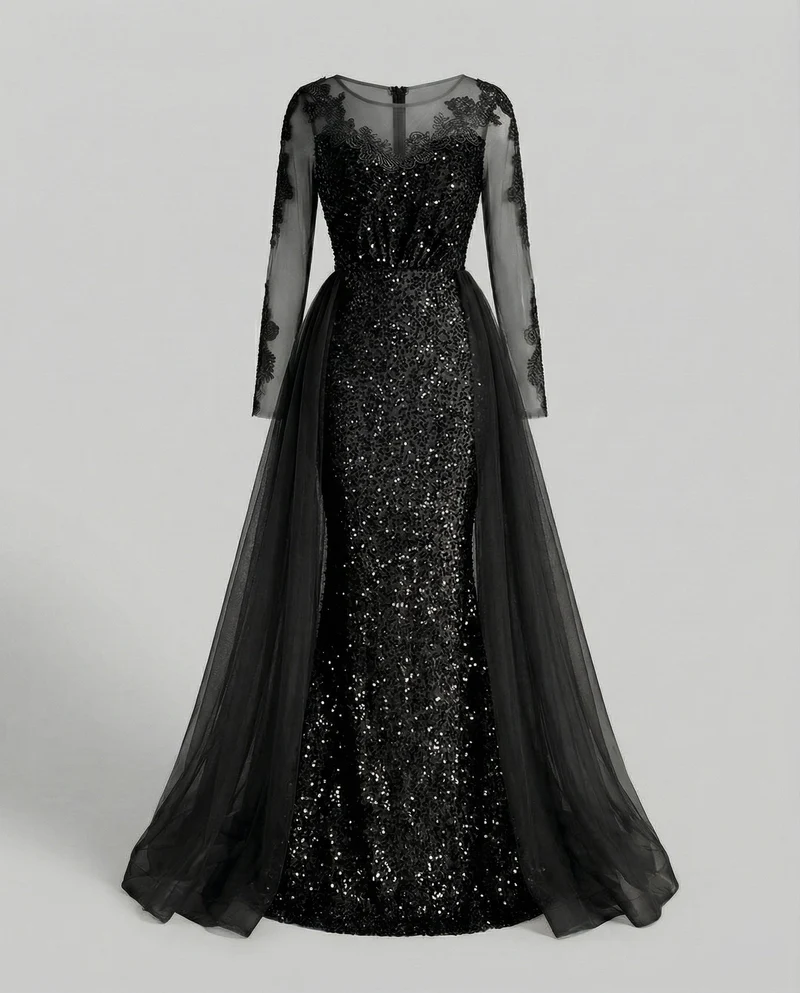 Damen Elegante Spitzenapplikation Meerjungfrauen-Abendkleid - Arvani