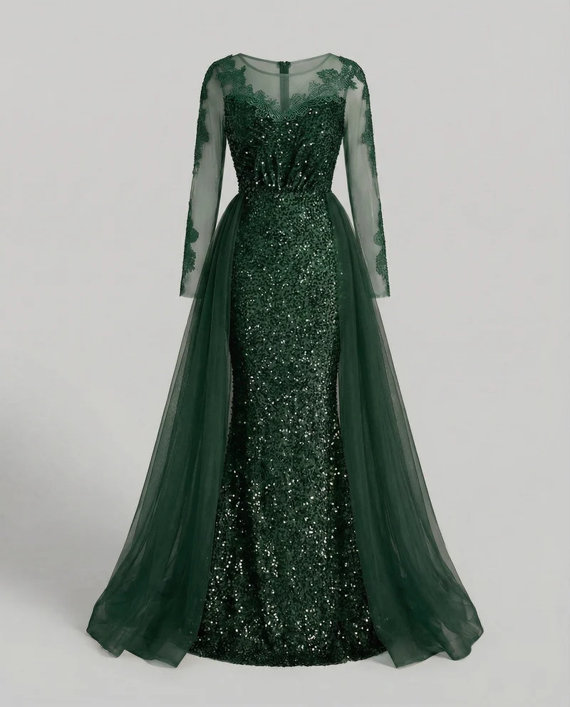 Damen Elegante Spitzenapplikation Meerjungfrauen-Abendkleid - Arvani