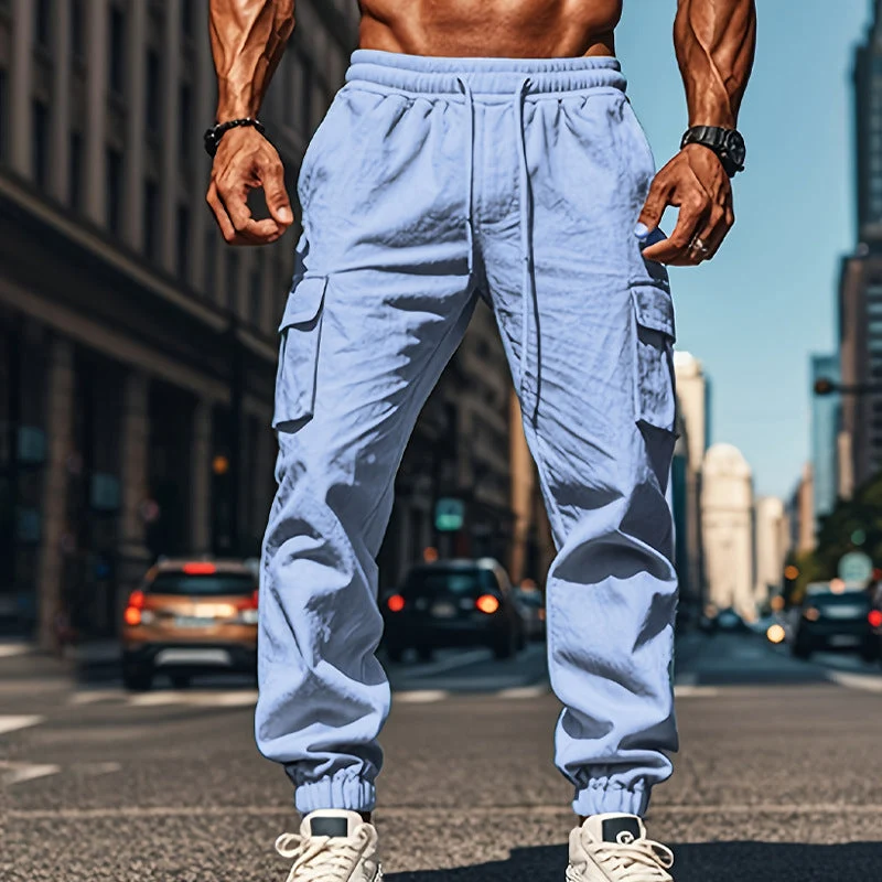 Herren lässige Cargo-Hose mit praktischen Seitentaschen und elastischem Bund