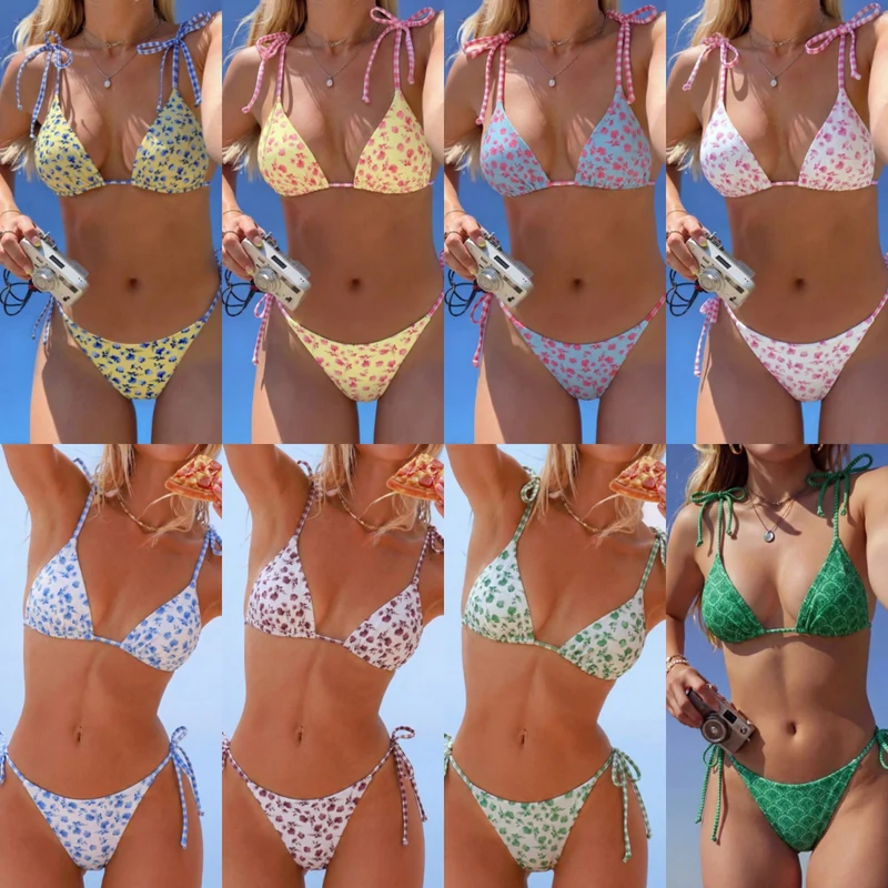 Damen Triangel-Bikini mit verspieltem Blütenmuster Nord Taschen