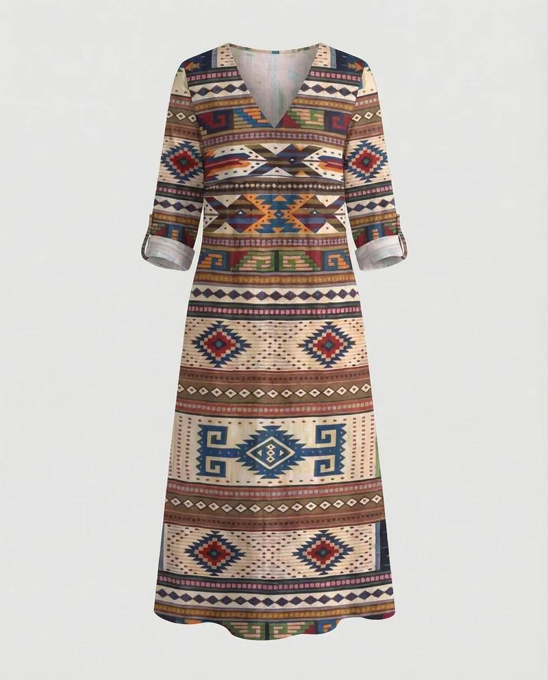 Boho Maxikleid Sommer Damen Taschen