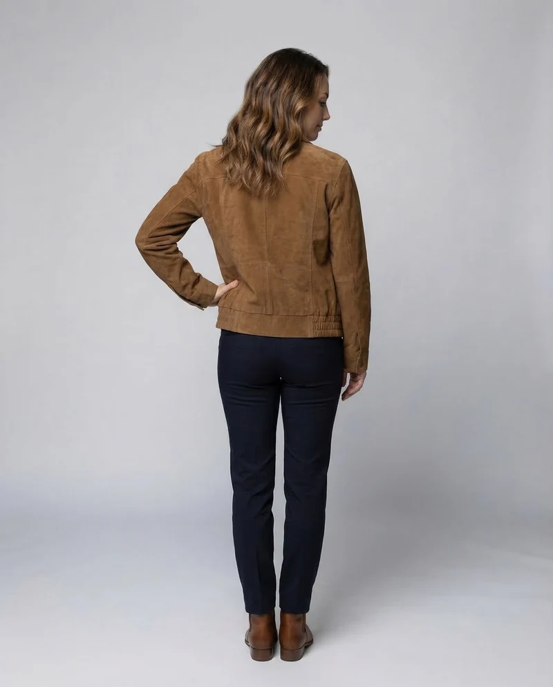 Damen Wildleder Bomberjacke Oversize