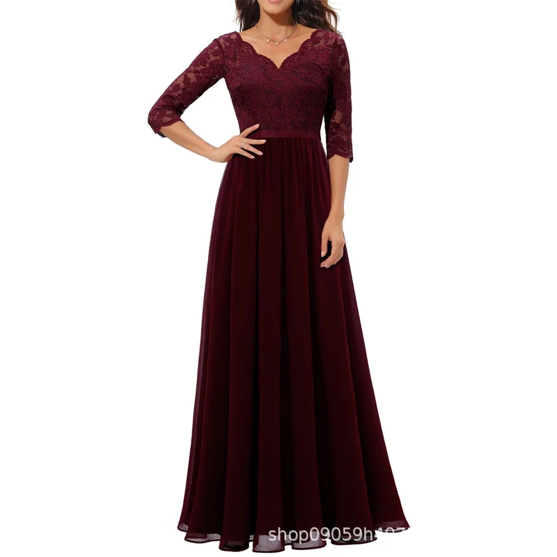 Damen elegantes Spitzenkleid