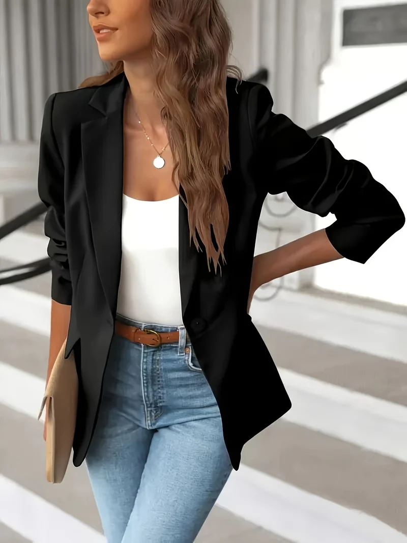 Stilvolle Herbst Klassische Business Blazer mit Seitentaschen für Frauen